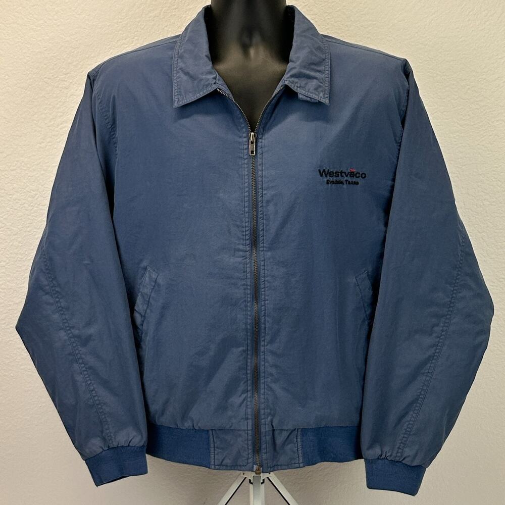 Vintage 90s Westvaco Jacket Mens L Large Evadale Texas Hartwell Via Sport Blue